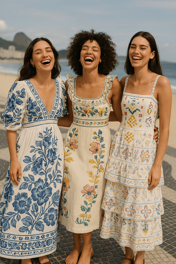 Printed Embroidered Dress